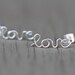 Love Earrings : Sterling Silver Plated Love Stud Earrings, Cartilage, Pair, Word, Handwritten, Cursive, Affirmation, Ear Cuff