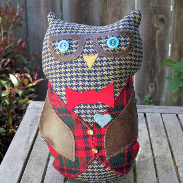 One-of-A-Kind City Hipster Owl Plush Pillow