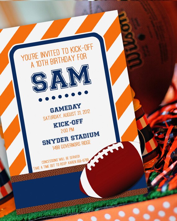 Football Party - Birthday -Printable Invitation -Your choice of team colors by Amanda's Parties To Go Il_570xn
