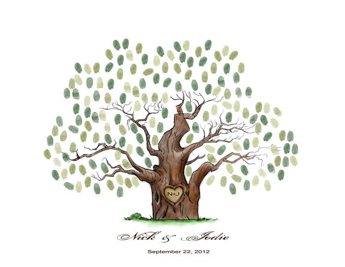 Wedding Guestbook Alternative Poster -- To Be Personalized By Up To 250 Guest's Fingerprints - 20x30-With 2 ink pads and instructions