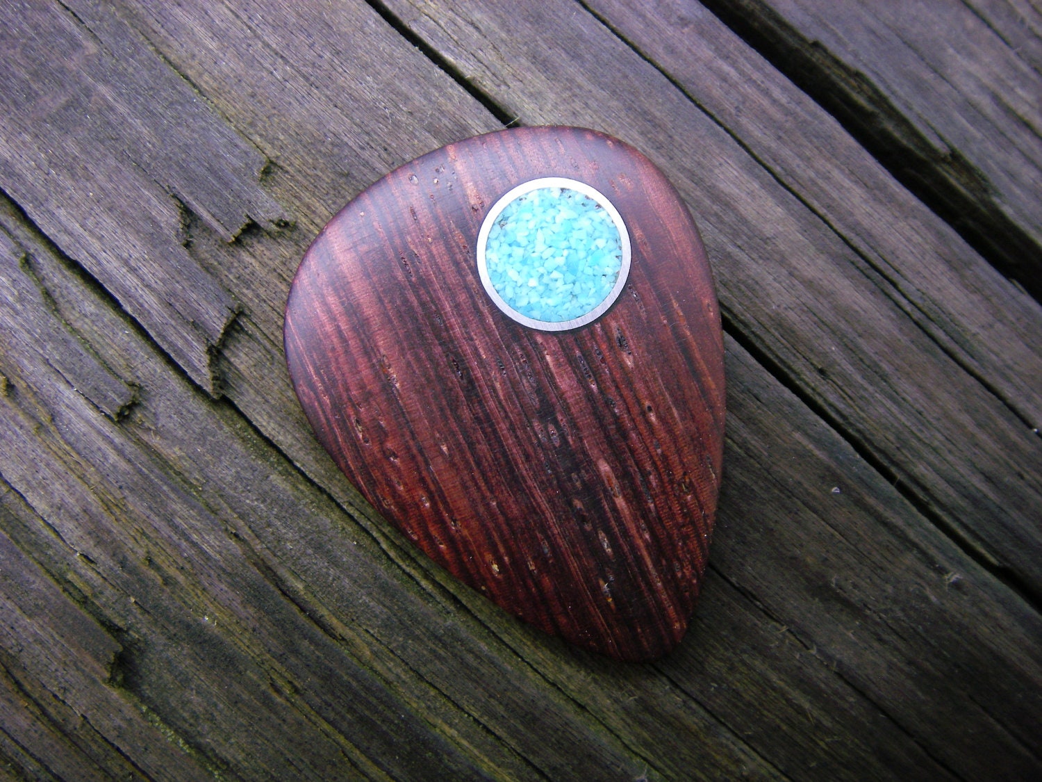 Boutique Cocobolo and Turquoise Guitar Pick
