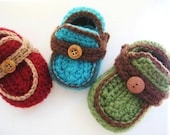 Boy's Moccasins Crochet Baby Booties Pattern ( pdf crochet pattern for boys) 4 sizes