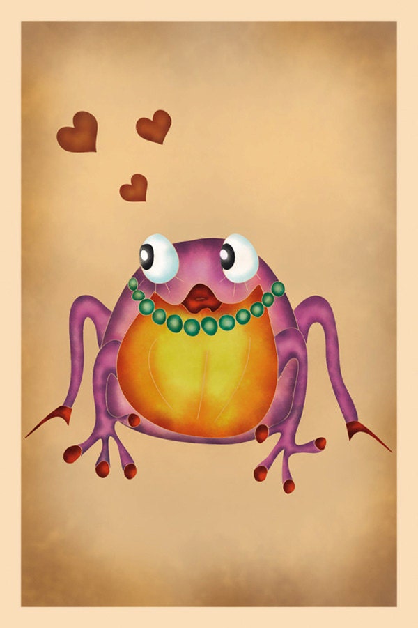 Whimsical frogs postcard-print from original illustration-with envelope