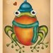 Whimsical frogs postcard-print from original illustration-with envelope