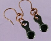 Bike jewelry cycling earrings gun metal recycled metal bicycle chain
