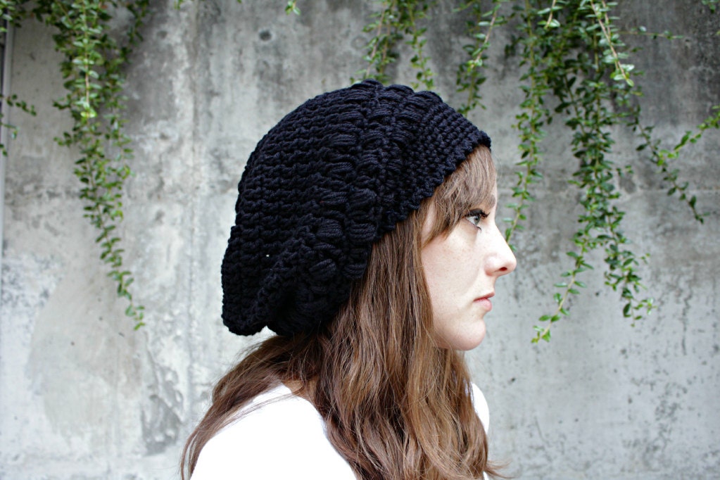Slouch Hat, Slouchy Beanies, Crocheted Slouch Hats, Slouch Hats, Slouchy Beanie Crochet, Black