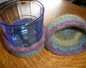 Colorful Felt bowls - Set of 2 - Gift under 25 free shipping ship OOAK home decor coasters purple green blue