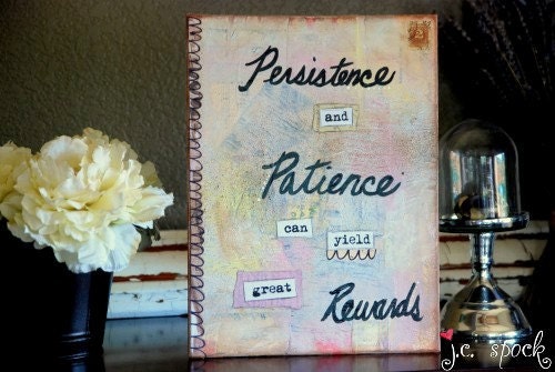 Original Typography Art: 9x12 Great Rewards Typography Original Mixed Media Art, Original Collage, Original Painting, pastels