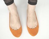Tangerine Soft Suede Handmade Ballet Flats