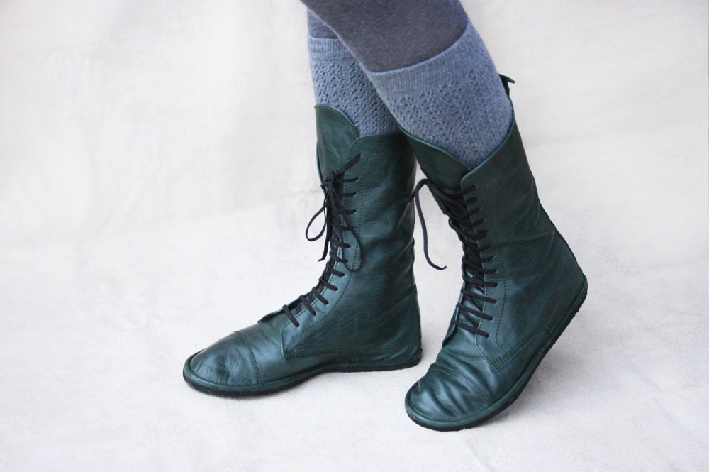 Impulse in Green - Handmade Leather Boots - CUSTOM FIT