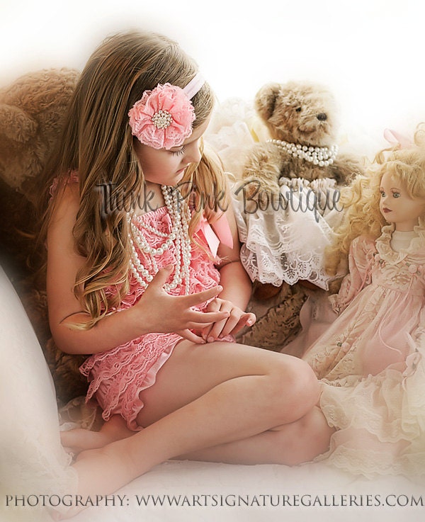 Coral Pink Lace Romper, Petti romper, Lace Petti Romper, Romper