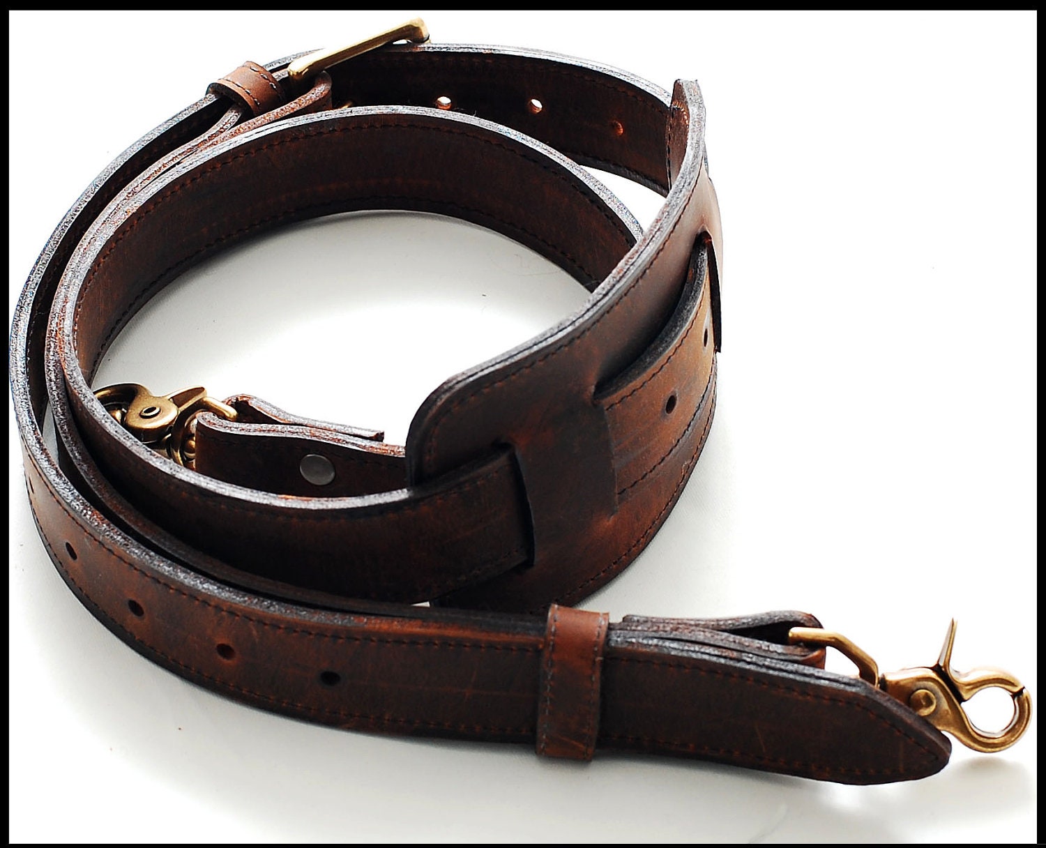 Full grain leather replacement shoulder strap - Mustang Brown