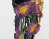 Felted scarf wrap,  beautiful  colors  3 D Flowers Art to wear