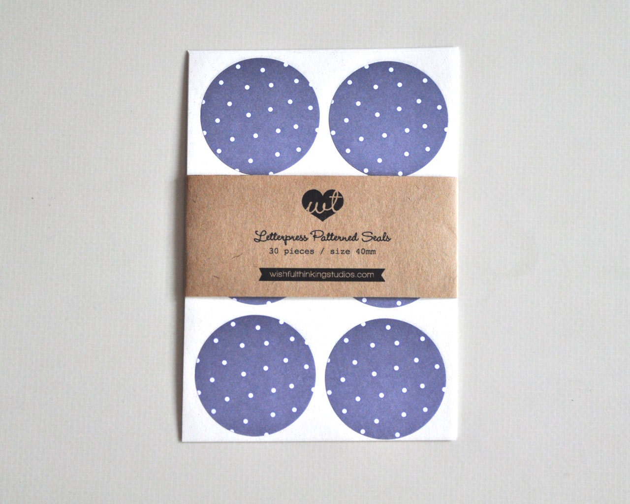 Letterpress Patterned Seals - Blue Dots (30pcs)
