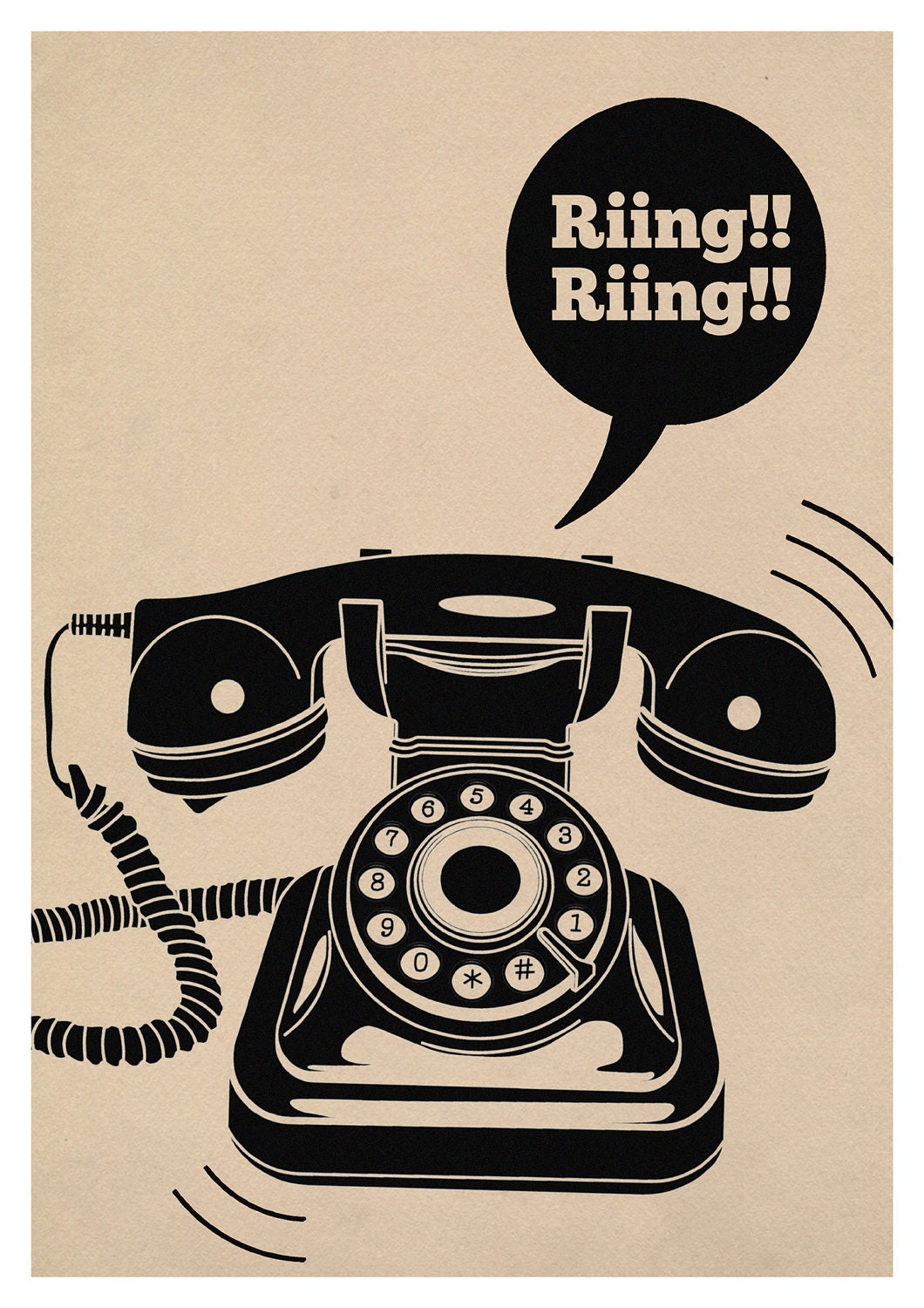Large illustration print 11.70 x 16.50 (A3). Riing Riing. (Special spring offer: Get a geometric poster for free)