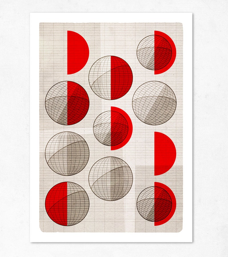 Hemispherical Neighborhood. Large geometric print 11.70 x 16.50 (A3). (Special spring offer: Get a geometric poster for free)