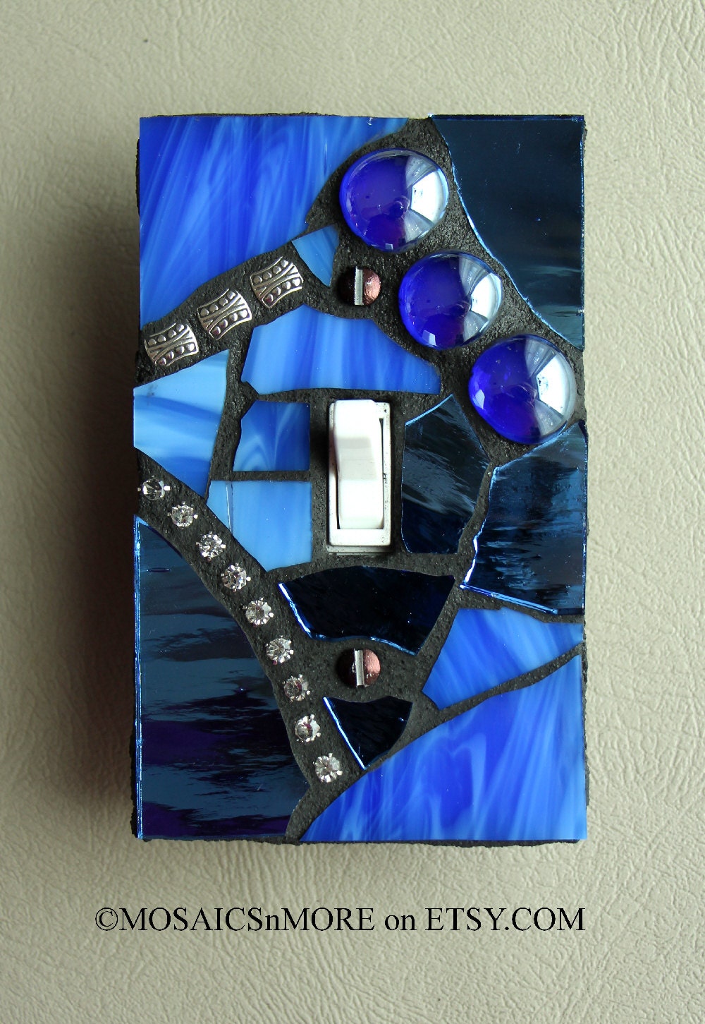Deep Blue - Single Mosaic Light Switch Cover Wall Plate