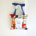 Boys Tooth Fairy Pillow in Navy Blue and Tangerine Orange Nautical Madras Print