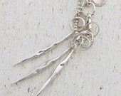 Silver Necklace with Three Long Organic Looking Elements