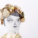 Romantic Lady Doll with Vintage buttons and beads Wearing white floral dress White and pale green- handmade fabric doll