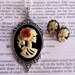 Halloween Jewelry - Skeleton Cameo Necklace Earrings Set - Lolita Ivory Zombie