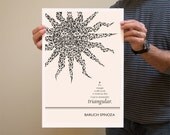 Illustration, Spinoza Quote, Philosophy Quote, Fine Art Print, Art Posters, Triangle Print, Sun Drawing, Sun Illustration, Graphic Print
