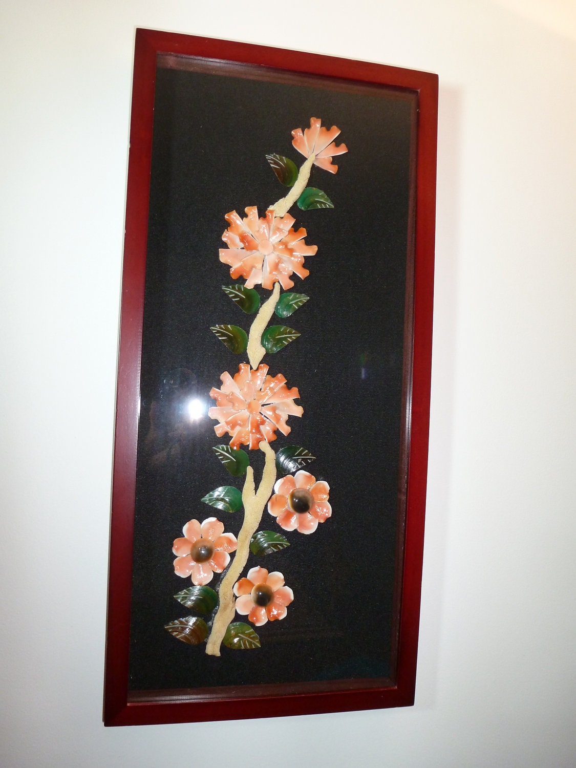 Seashell Flower Art in 3D Frame, Seashell Wall art Decore, 3D Sea Shell Flower Collage