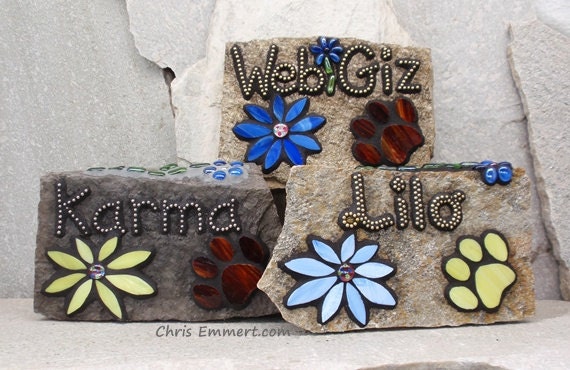 Larger Pet Memorial Garden Stones - Mosaic Custom Order