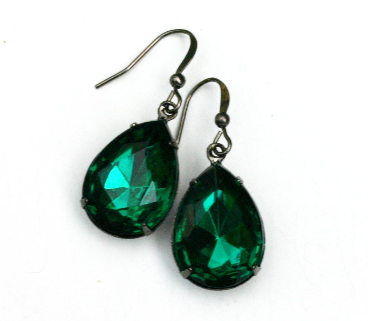 Emerald Earrings - Crystal Teardrops - robinhoodcouture