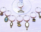 Fashion Accessories Wine Charms - Set of 8 Antiqued Bronze Wine Glass Charms