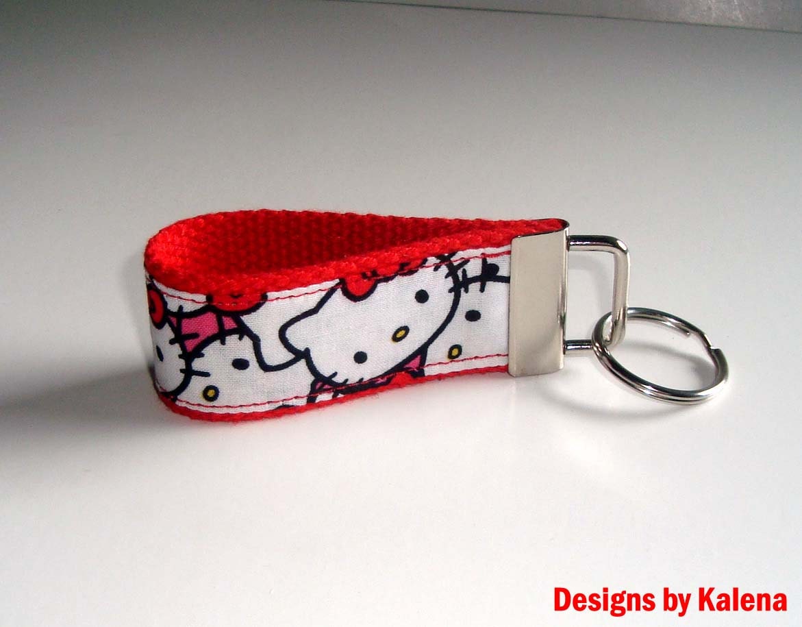 Mini Hello Kitty Key Fob - Keychain - Handmade - Red
