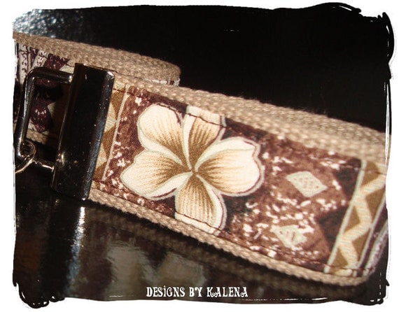 Mini Key Fob - Hawaiian Plumeria Tapa - Brown - Keychain