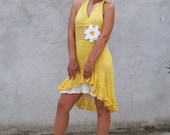 Airy crocheted/knitted yellow sundress...S/M/L