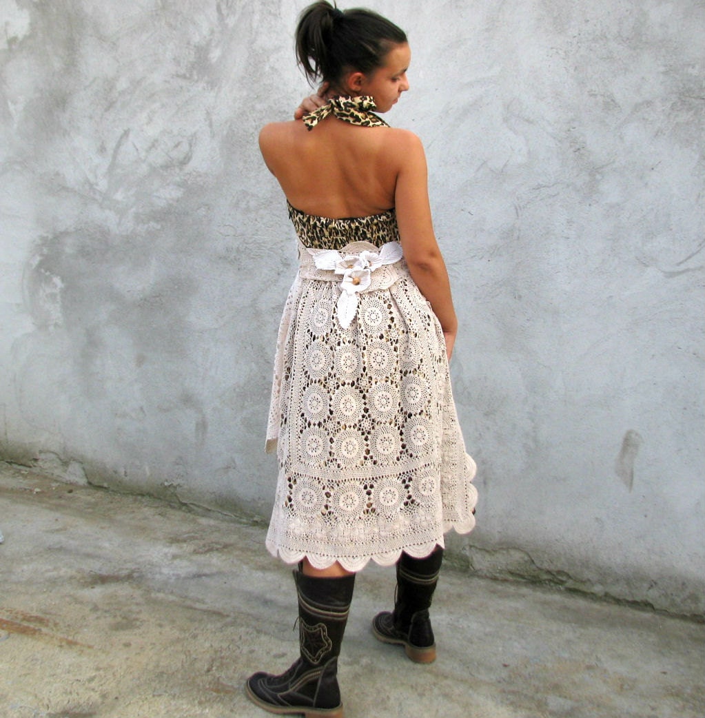Women dress vintage 1950s Style handmade Alternative  Dresses Boho shabby chic  bohemian gypsy ooak dress   combined of vintage pieces S/M/L