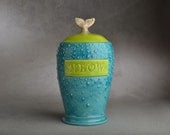 Cat Treat Jar  Made To Order Fish Tail Meow Stamped Dottie Cat Treat Jar by Symmetrical Pottery - symmetricalpottery