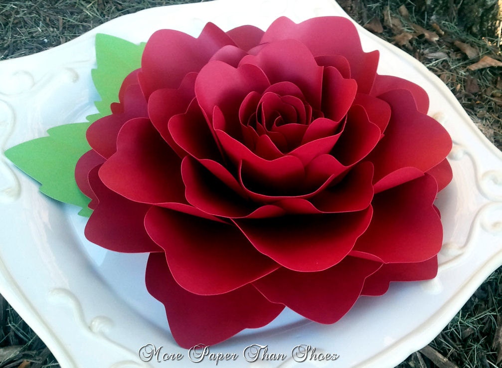 Paper Flowers - Large Paper Roses - 10 inch - Set of 3 - Wedding Decor - Custom Made - Crimson Il_170x135