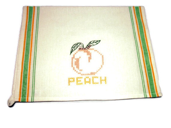Kitchen Towel Set of 4 Hand Embroidered Fruit