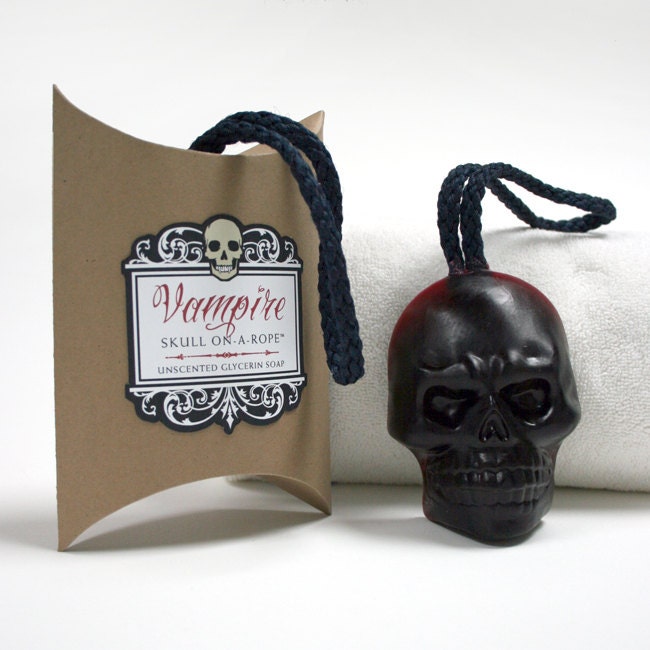 Vampire Skull-On-A-Rope - Blood Red Soap On A Rope Skull