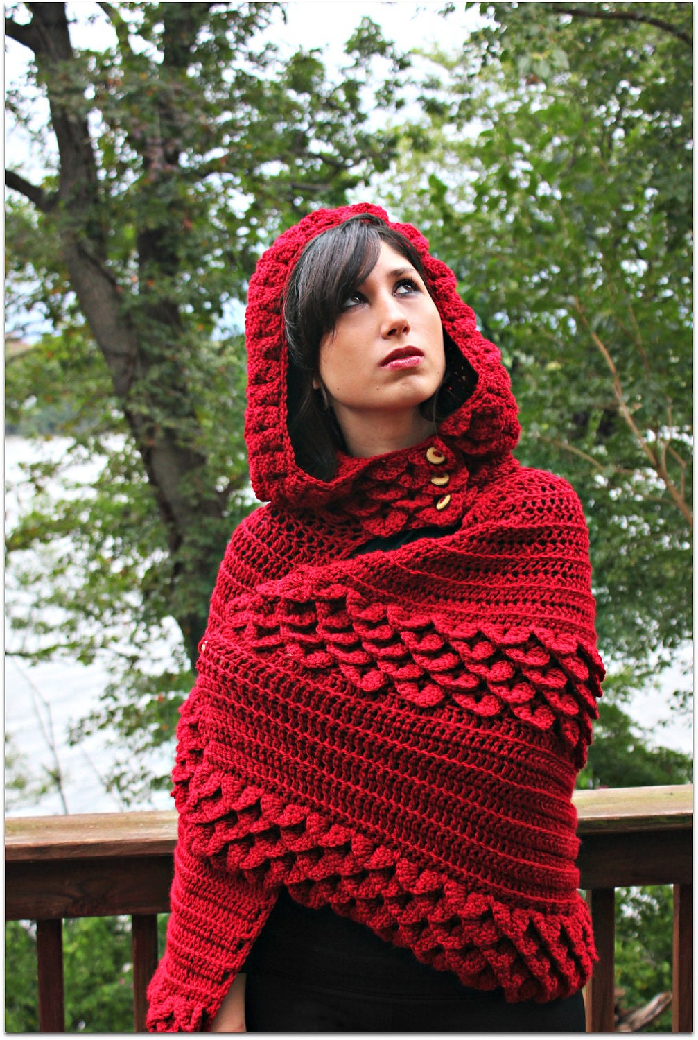 Crocodile Stitch Hooded Cape - Crochet Pattern PDF - Permission to Sell Finished Items
