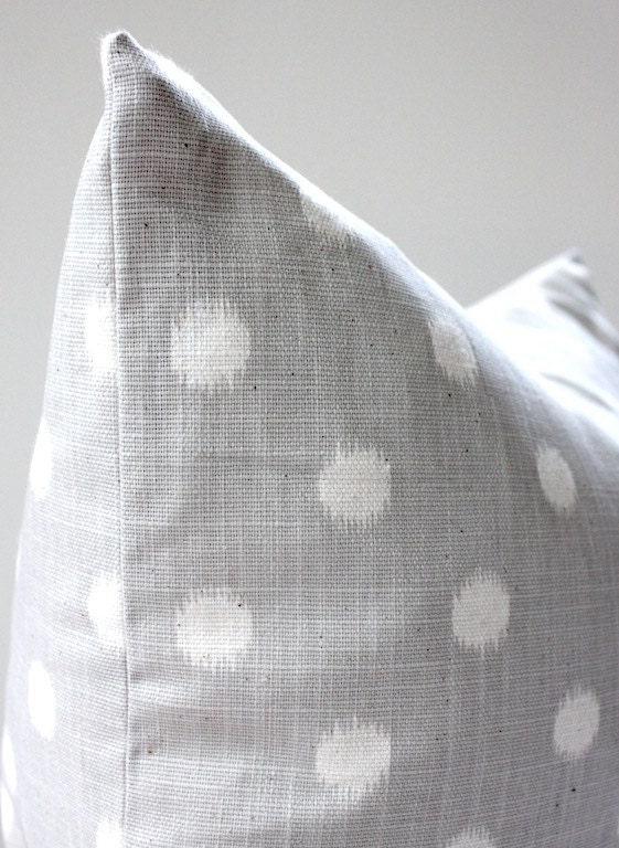 Smoke Grey cream polka dots Decorative Designer Pillow Cover 18 Accent Cushion ikat light gray smoke charcoal spots preppy circles Fall