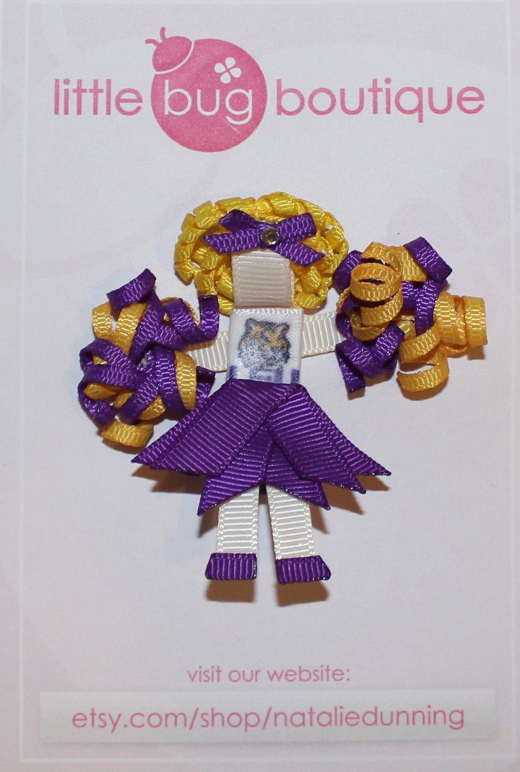 LSU Louisiana State University Tigers Custom CHEERLEADER Hair Clip Bows