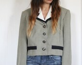 Women's 1990's Cropped Boxy Black and White Jacket