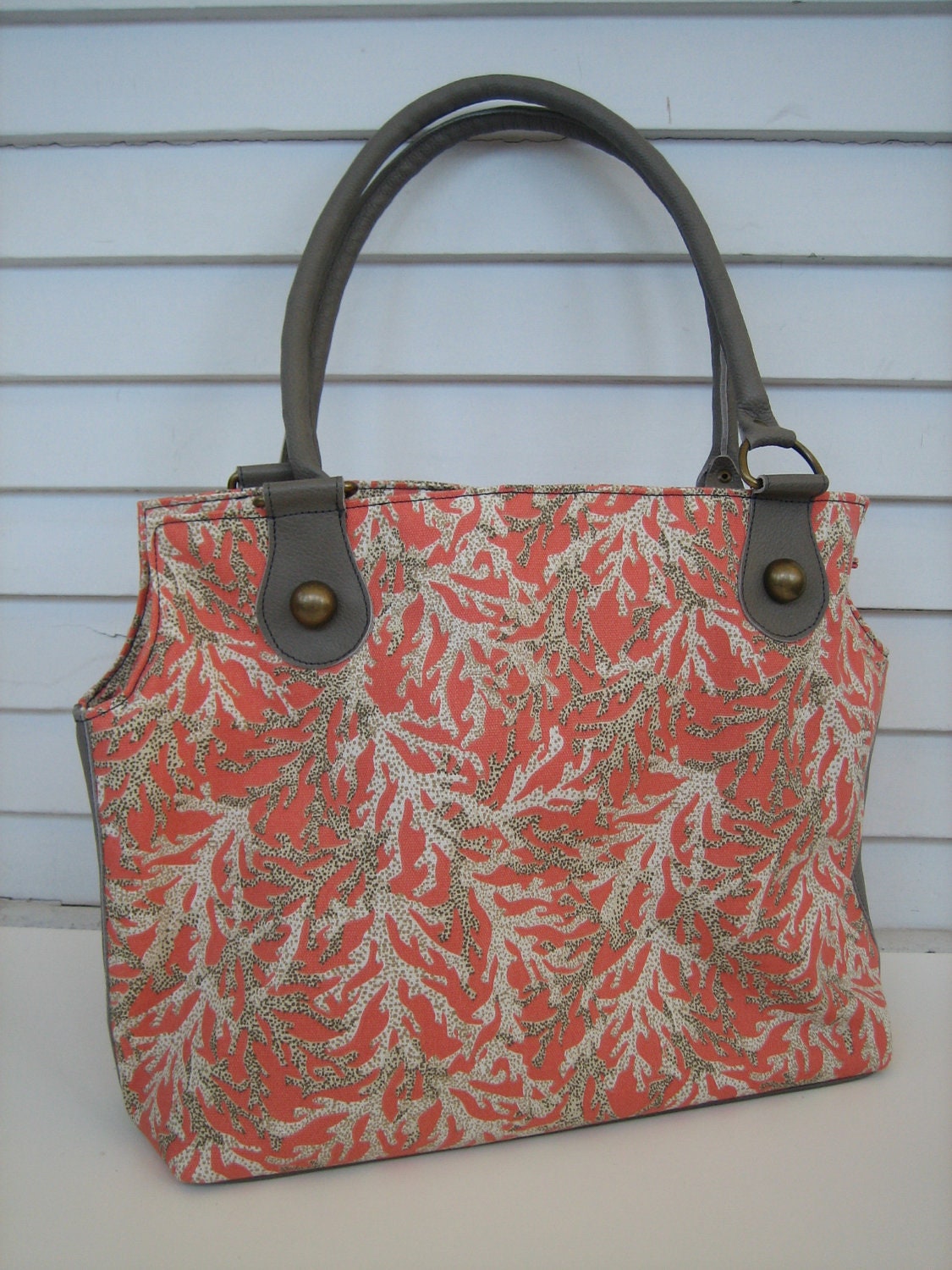 Coral & Gray Herbie Tote
