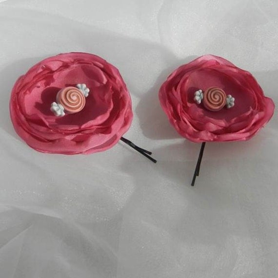 Pink Flower Candy Center Bobby Pin