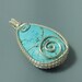 Turquoise howlite pendant, sea wave pendant, silver plated handmade jewelry