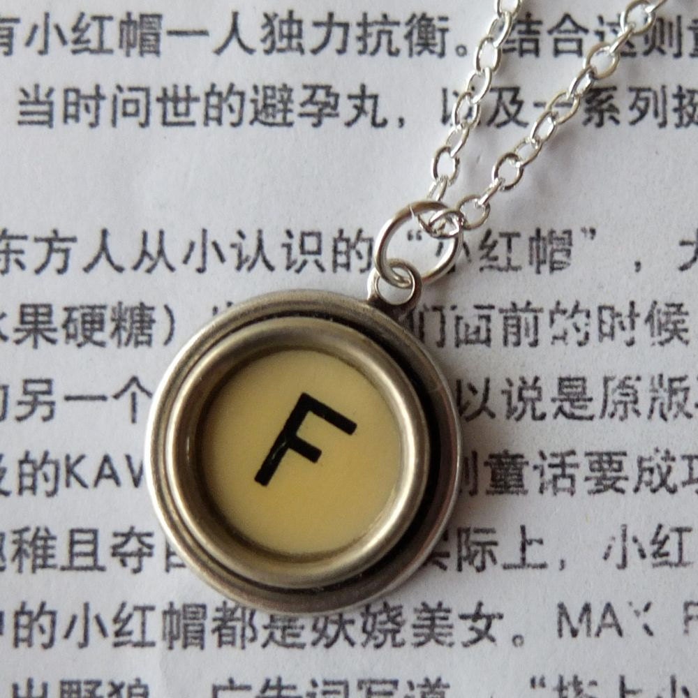 initial F vintage typewriter key necklace