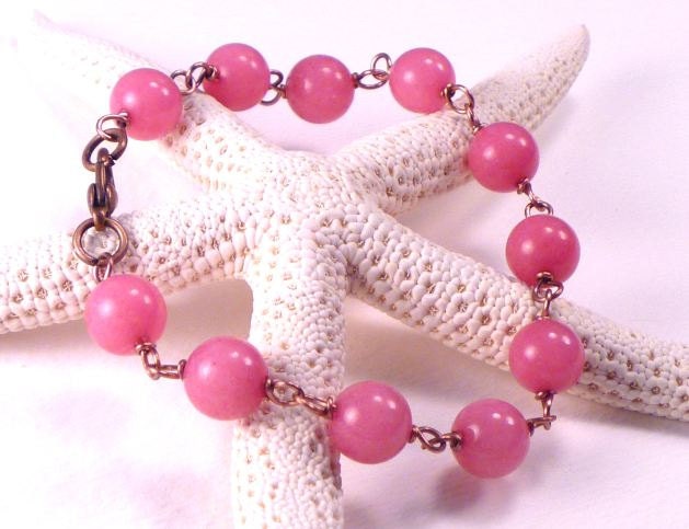 Pink Morganite Bracelet.  Wire Wrapped.
