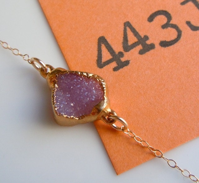RESERVED Druzy Bracelet in Peony Pink