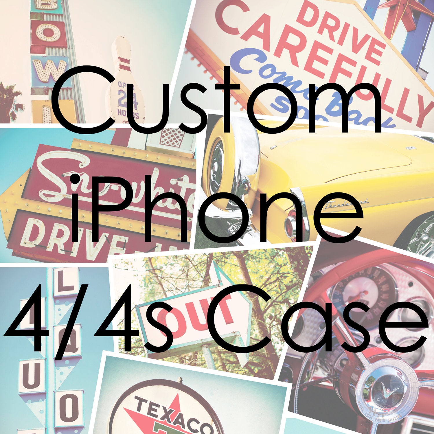 Choose Your Own iPhone 4/4s Case - Personalized iPhone Case - Vintage Neon Signs - Classic Car - Hard Phone Case