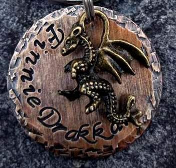 Dragon Era Pet ID Tag -Antique Bronze Dragon  (Game of Thrones)